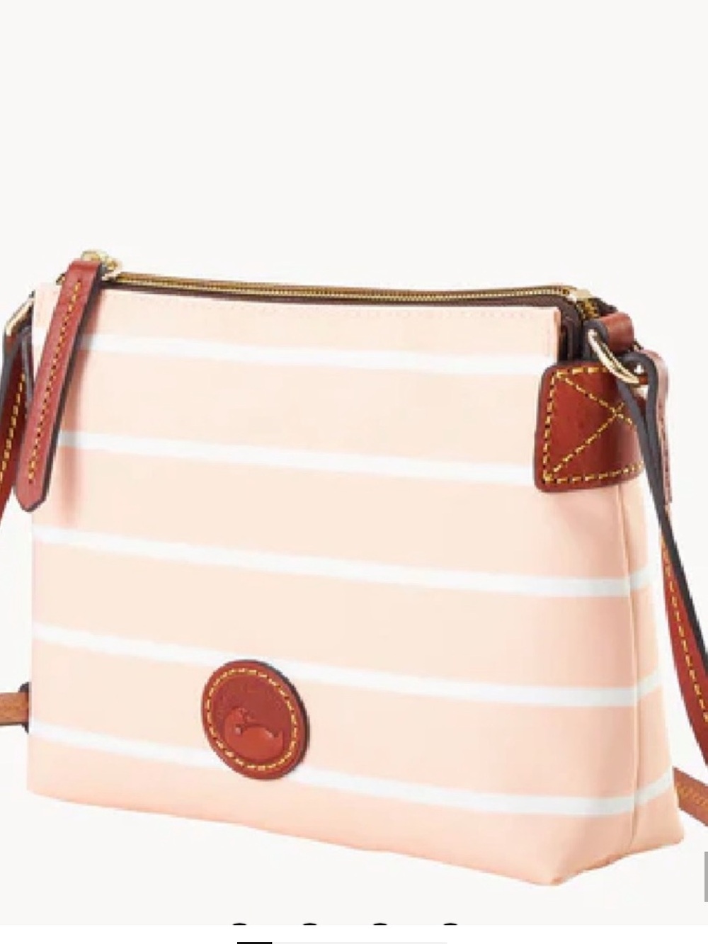 Dooney & Bourke Pink and White Striped Pebble Crossbody Bag NWT